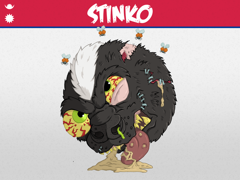 Stinko pus illustration gross flies snot puke nepal commission charity madballz skunk stinko