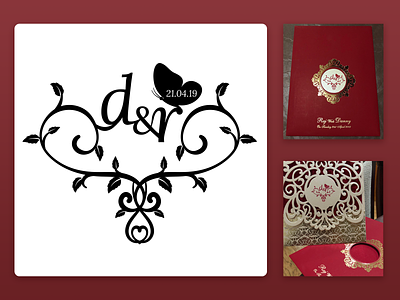 Wedding logo - Danny & Raj butterfly floral logo love vines wedding