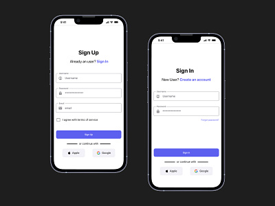 Sign In & Sign Up Screens
