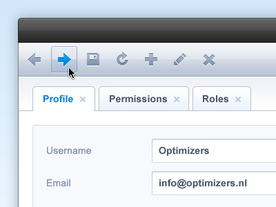 Profile page form icons navigation profile tabs