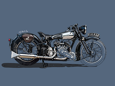 Brough Superior Motorcycle broughsuperior classic design digitalart illustration motorcycle