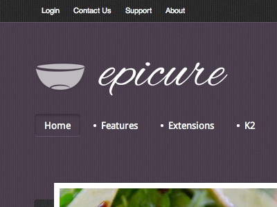 Logo and nav for the upcoming Epicure Template