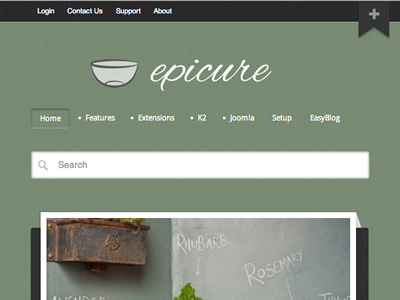 Responsive view of Epicure for portrait orientation joomla responsive