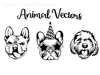 Black and White Dogs Line Art Portrait vectors