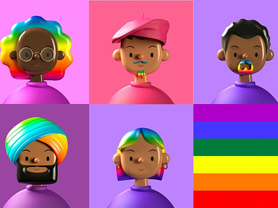 Pride Character 3D Illustration — Toy Faces 3d 3d character 3d illustration avatar character cute diverse emoji gay icon illustration lgbt lgbtq pink pride pride2021 rainbow
