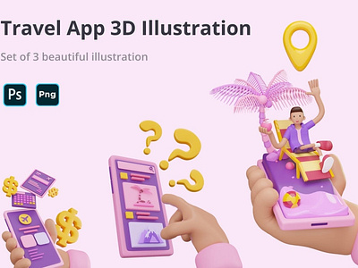 Travel App 3D Illustration