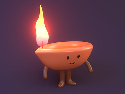 Diwali Lamp Character Illustration