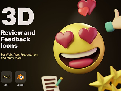 3D Review and Feedback Icons