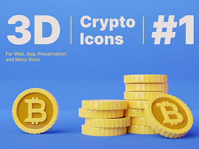 3D Bitcoin Cryptocurrency Icons