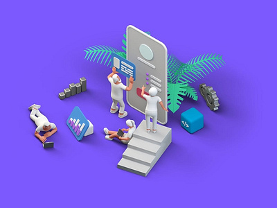 Ui Ux Design Team Mobile Application Isometric 3D