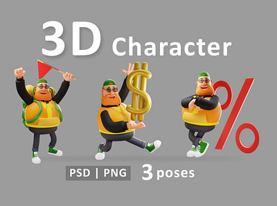 Man - 3D Render Fat Man Concept Illustration 3d 3d animation 3d art 3d character 3d illustration 3d render agency app concept conceptual flat illustration illustrations man page png poses psd vector web