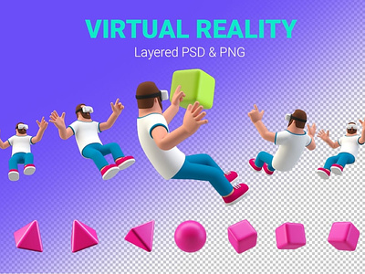 Virtual Reality 3D illustration Man in VR glasses