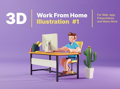 3D Work From Home 1 3d 3d animation 3d art 3d artist 3d character 3d characters 3d illustration 3d work 3d workspace agency app concept conceptual flat illustration page vector web work work from home