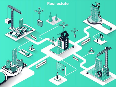 Real Estate 3D Isometric Web Banner