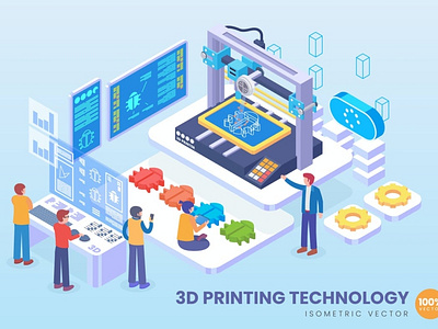 Isometric 3D Printing Technology Vector Concept