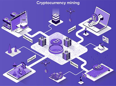 Cryptocurrency Mining 3D Isometric Web Banner 3d animation 3d art 3d character 3d illustration agency app banner banners conceptual isometric isometric design landing landing page page process strategy technology web web banner website banner