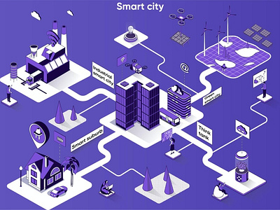 Smart City 3D Isometric Web Banner