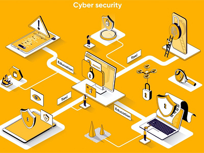 Cyber Security 3D Isometric Web Banner 3d animation 3d art 3d character 3d illustration agency app business concept conceptual development flat illustration landing landing page page process technology vector web website