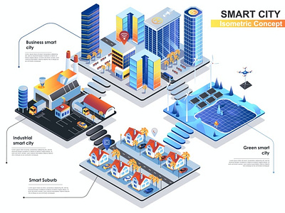 Smart City Interior 3D Isometric Concept