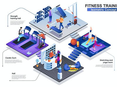 Fitness Gym Interior 3D Isometric Concept