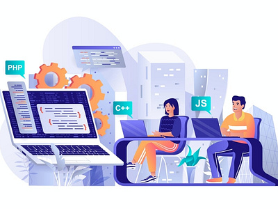 Programming Software Flat Web Illustration