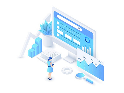 Isometric SEO Analysis Illustration