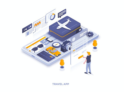 Travel App 3d 3d animation 3d art 3d character 3d illustration animation app banner branding concept design graphic design illustration isometric landing page logo motion graphics page travel ui