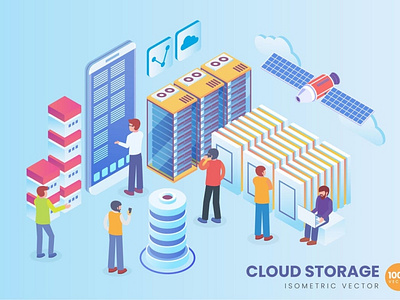 Isometric Cloud Storage Technology Vector Concept