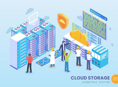 Isometric Cloud Storage Vector Concept 3d 3d animation 3d art 3d character 3d illustration animation app branding concept design graphic design illustration landing page logo motion graphics page technology ui vector