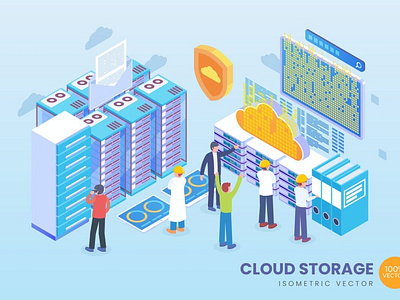 Isometric Cloud Storage Vector Concept