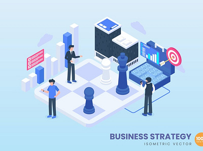 Business Strategy Concept Illustration 3d 3d animation 3d art 3d character 3d illustration animation app banner branding concept design development graphic design illustration isometric landing page logo motion graphics page ui