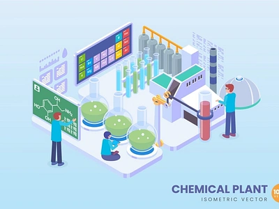 Isometric Chemical Plant Concept Illustration 3d 3d animation 3d art 3d character 3d illustration animation app branding concept design graphic design illustration isometric logo motion graphics page ui web design web development website