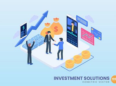 Investments Solutions Illustration Concept 3d 3d animation 3d art 3d character 3d illustration animation app banner branding concept design graphic design illustration isometric landing page logo motion graphics page pages ui