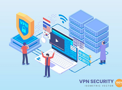 Isometric VPN Security Concept 3d 3d animation 3d art 3d character 3d illustration agency app business concept conceptual flat illustration landing page page process technology vector web web design website