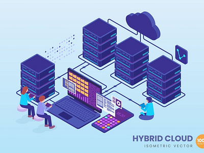 Isometric Hybrid Cloud Concept