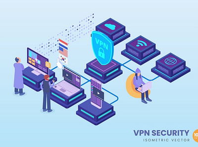 Isometric VPN Security Concept 3d 3d animation 3d art 3d character 3d illustration agency app business concept conceptual flat illustration landing landing page page process technology vector web website