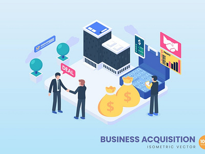 Isometric Business Acquisition Concept