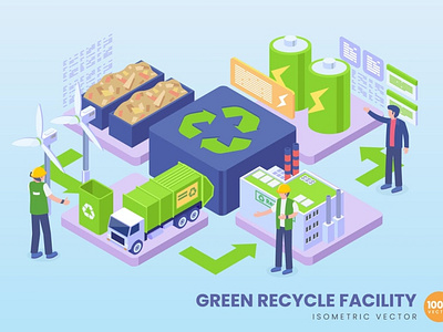 Isometric Green Recycle Facility Concept