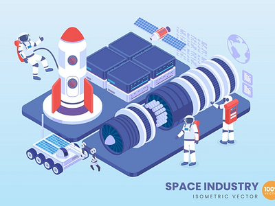 Isometric Space Industry Concept