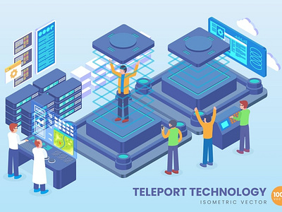 Isometric Teleport Technology Vector Concept