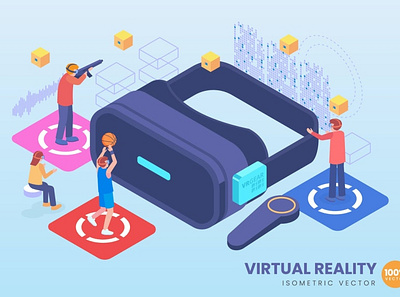 Isometric Virtual Reality Concept 3d 3d animation 3d art 3d character 3d illustration agency app concept conceptual development flat illustration landing landing page page process technology vector web website