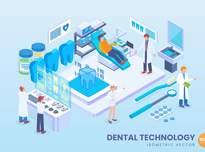 Isometric Dental Technology Vector Concept 3d 3d animation 3d art 3d character 3d illustration agency app business concept conceptual development flat illustration illustrations landing page page process vector web website