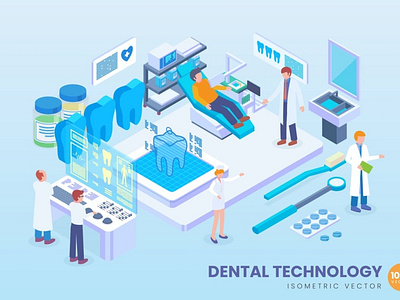 Isometric Dental Technology Vector Concept