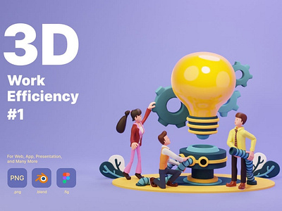 Work Efficiency Illustration 3d 3d animation 3d art 3d character 3d illustration agency app art character concept conceptual flat illustration illustrations page technology vector web web design website