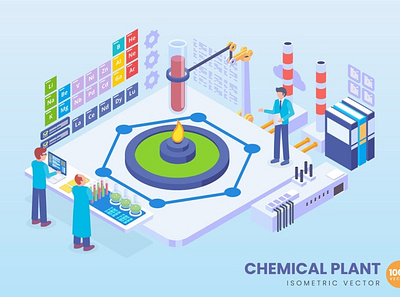 Isometric Chemical Plant Concept 3d 3d animation 3d art 3d character 3d illustration agency app business concept conceptual development flat illustration illustrations landing landing page page technology vector web