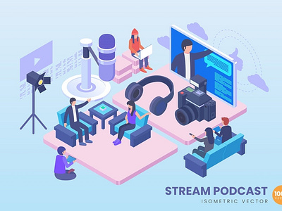 Stream Podcast Illustration Concept