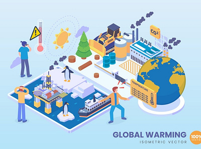 Isometric Global Warming Concept 3d 3d animation 3d art 3d character 3d illustration agency app business concept conceptual flat illustration landing landing page page process technology vector web website