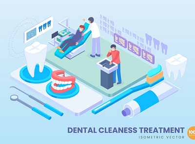 3D Dental Cleaness Treatment Concept 3d 3d animation 3d art 3d character 3d illustration agency app business concept conceptual development flat illustration landing page page process technology web web design website