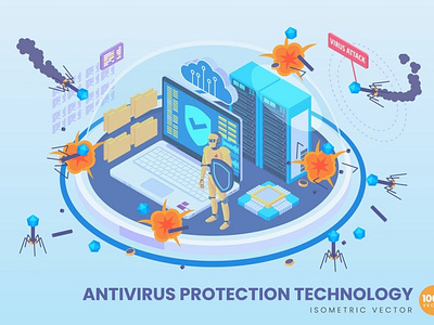 3D Antivirus Protection Technology Concept