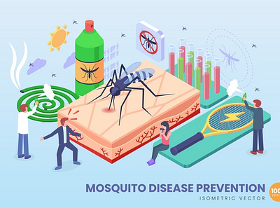 3D Mosquito Disease Prevention Concept 3d 3d animation 3d art 3d character 3d illustration agency app business concept conceptual flat illustration landing landing page page process technology vector web website